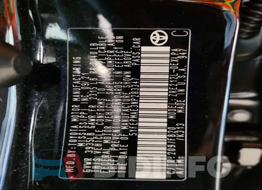 5YFEPMAE3NP283347 Photo# 12