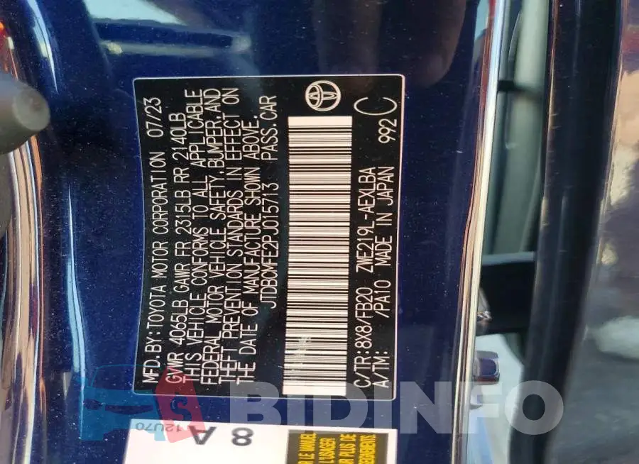 JTDBCMFE2PJ015713 Photo# 12