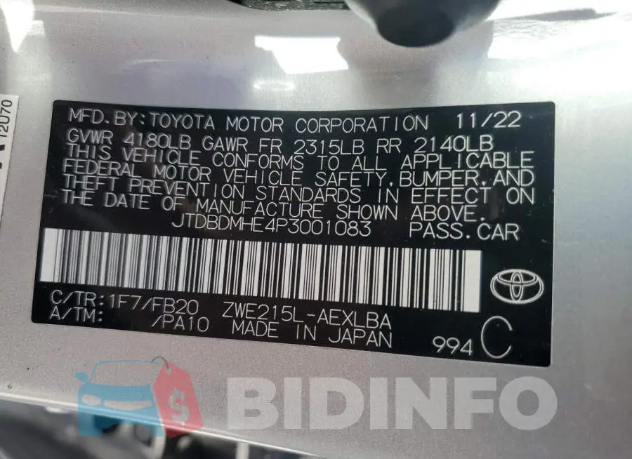 JTDBDMHE4P3001083 Photo# 13
