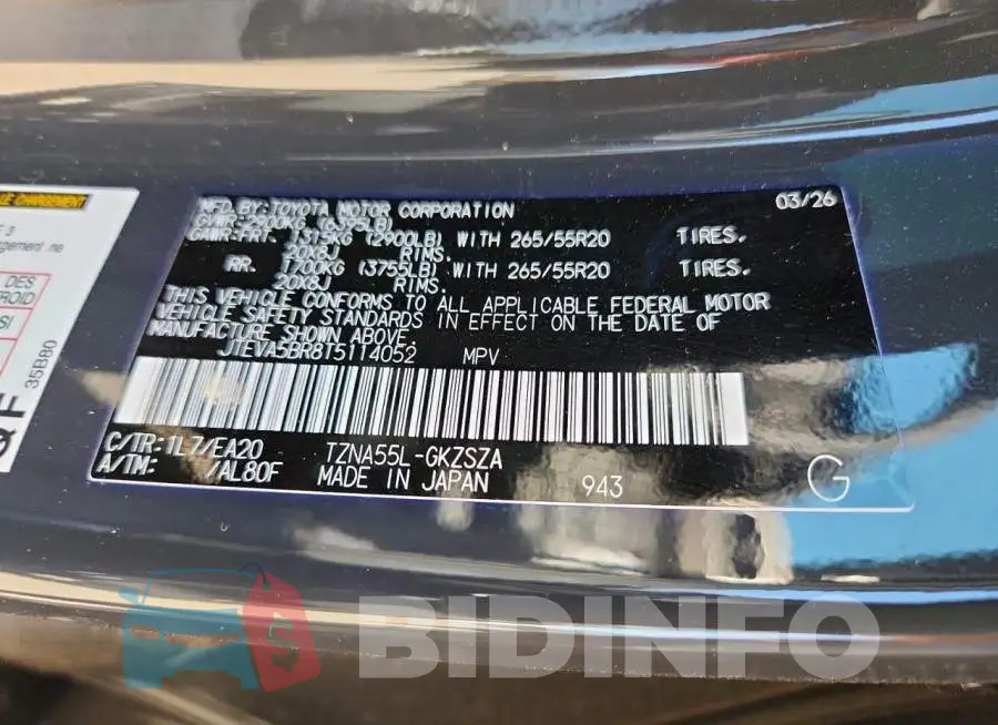 JTEVA5BR8T5114052 Photo# 13