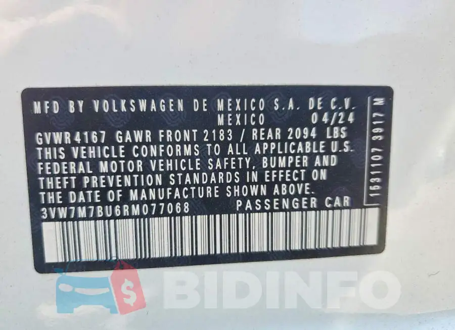3VW7M7BU6RM077068 Photo# 13