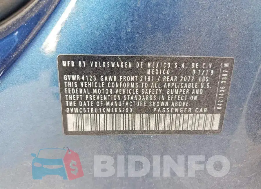 3VWC57BU1KM155290 Photo# 13