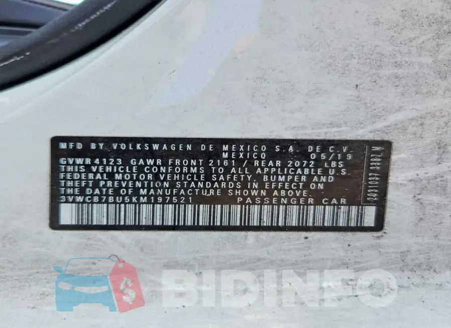 3VWCB7BU5KM197521 Photo# 12