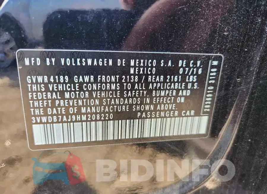 3VWDB7AJ9HM208220 Photo# 12