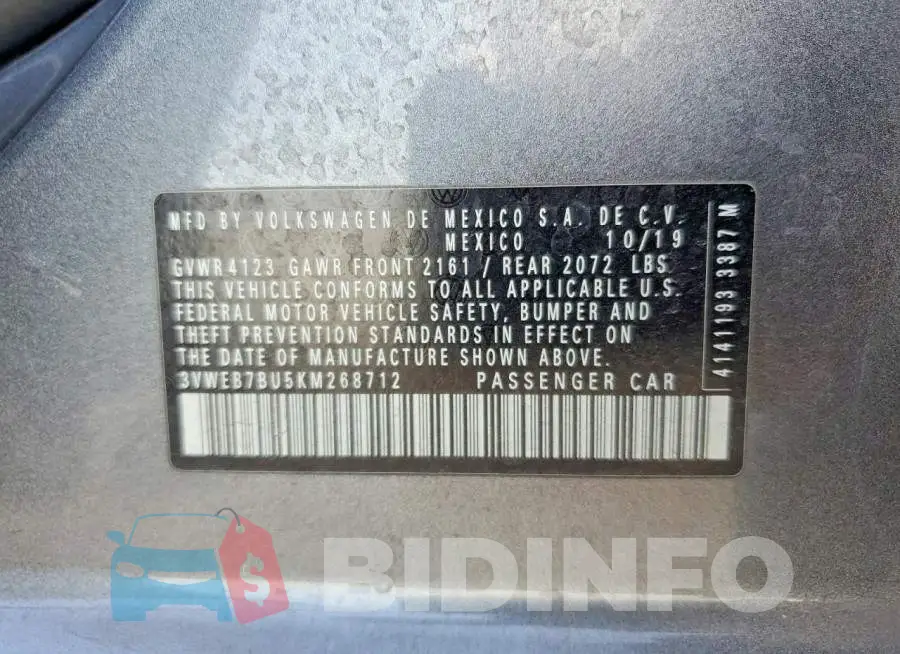 3VWEB7BU5KM268712 Photo# 12