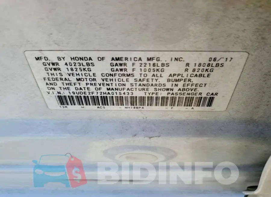 19UDE2F72HA015433 Photo# 12
