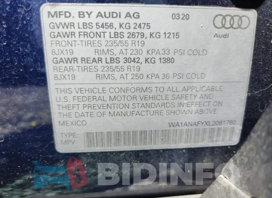 WA1ANAFYXL2081780 Photo# 13
