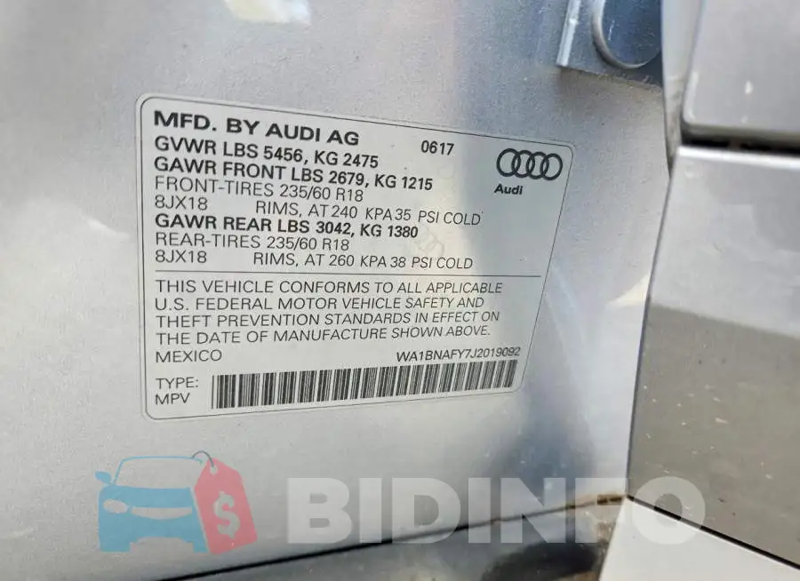 WA1BNAFY7J2019092 Photo# 12