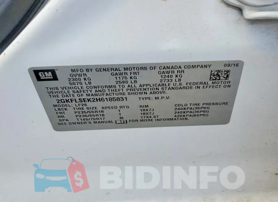 2GKFLSEK2H6185831 Photo# 13