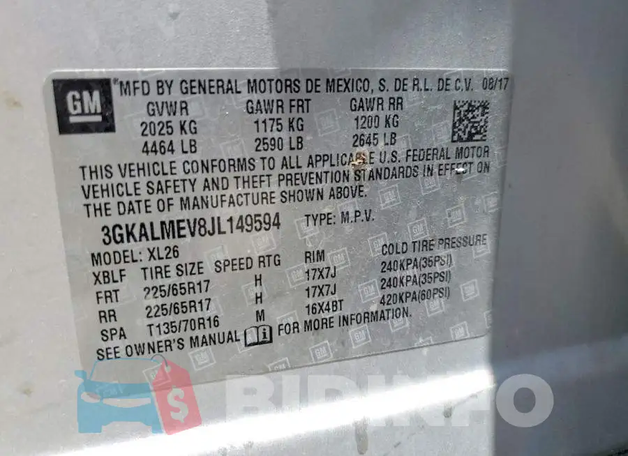 3GKALMEV8JL149594 Photo# 13