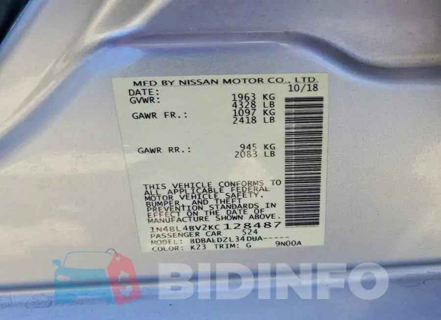 1N4BL4BV2KC128487 Photo# 12