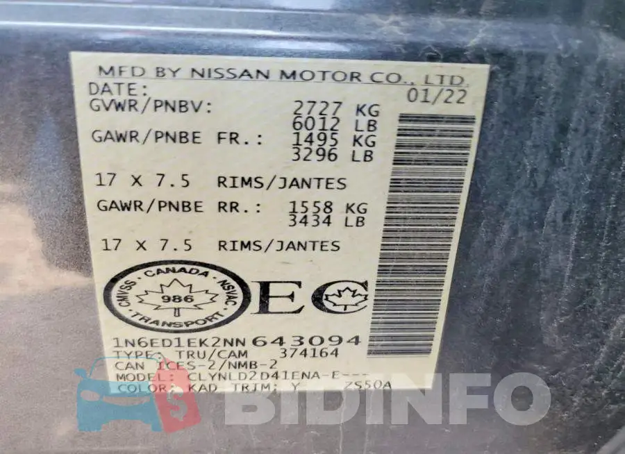1N6ED1EK2NN643094 Photo# 12