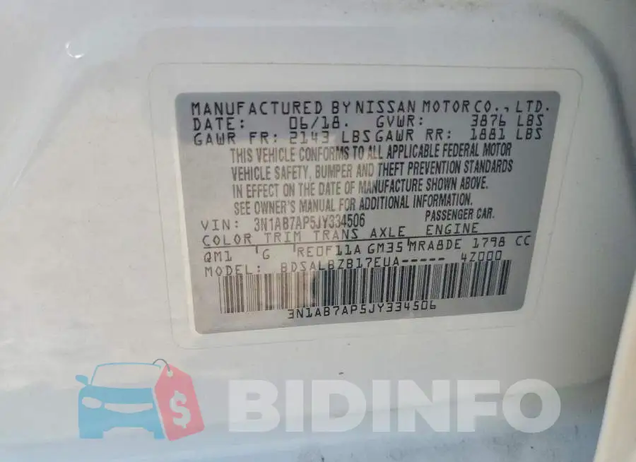 3N1AB7AP5JY334506 Photo# 12