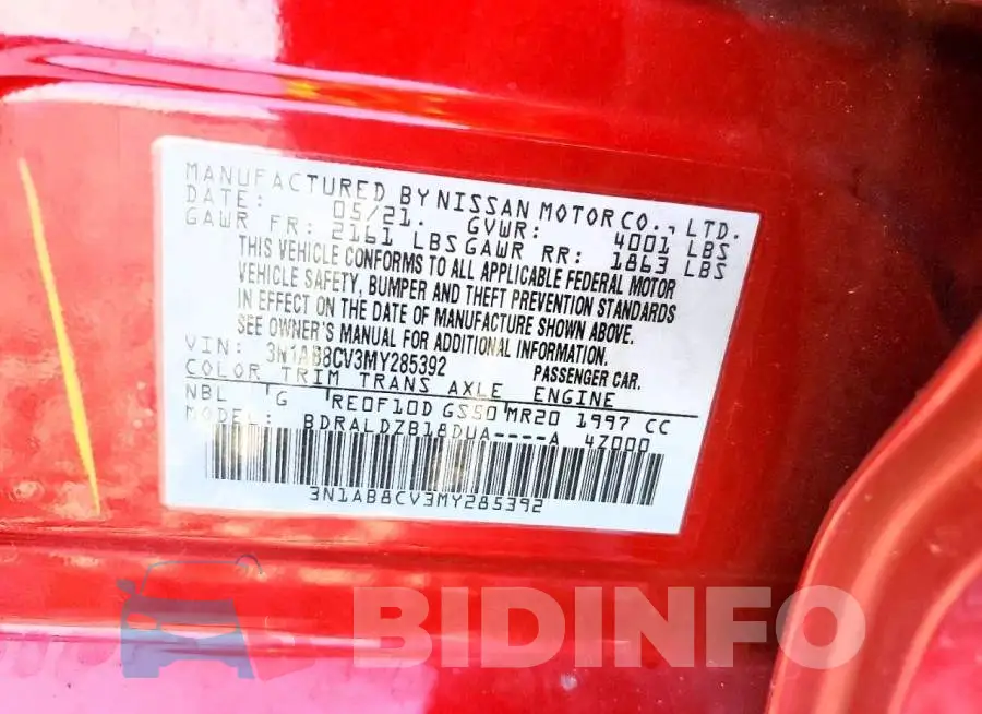3N1AB8CV3MY285392 Photo# 12