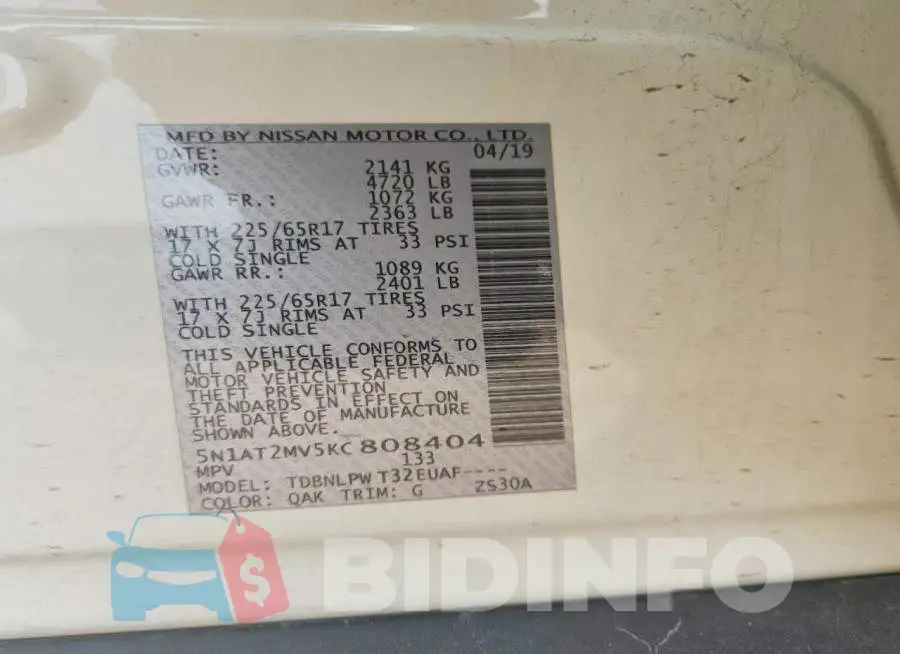 5N1AT2MV5KC808404 Photo# 12