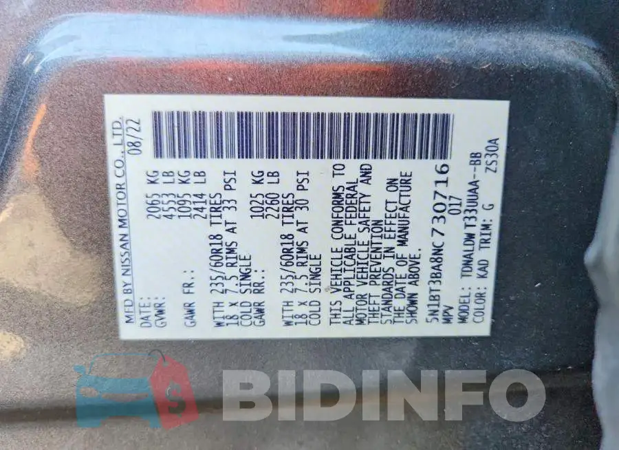 5N1BT3BA8NC730716 Photo# 14