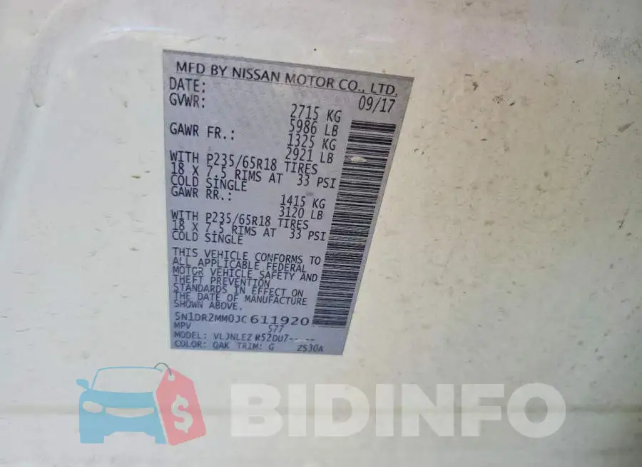 5N1DR2MM0JC611920 Photo# 13