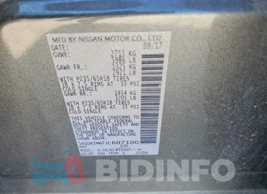 5N1DR2MN7JC607100 Photo# 13