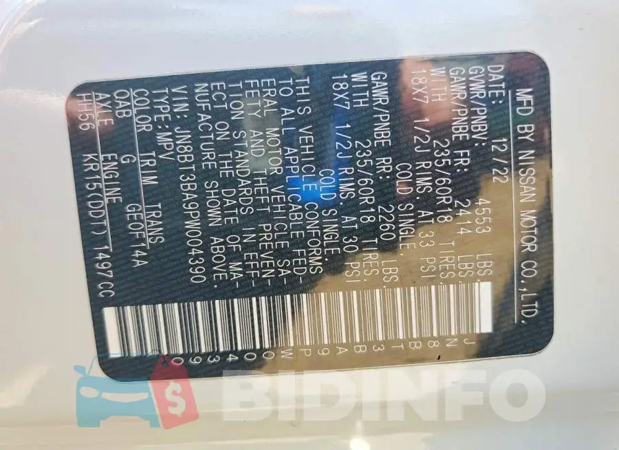 JN8BT3BA9PW004390 Photo# 13