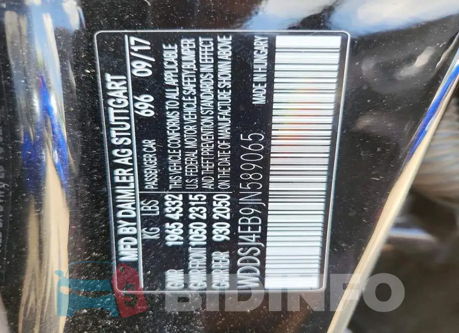 WDDSJ4EB9JN589065 Photo# 12