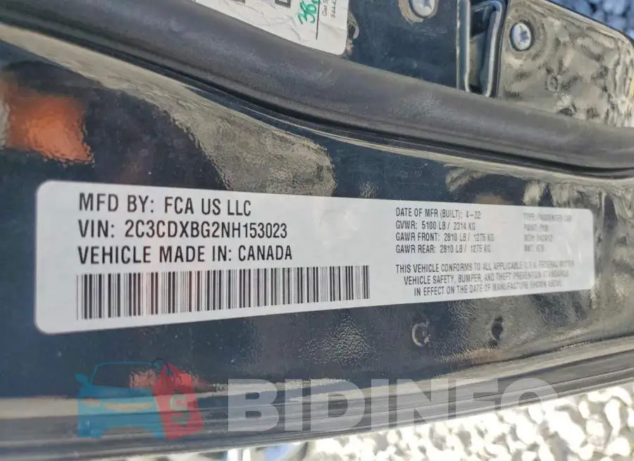 2C3CDXBG2NH153023 Photo# 13