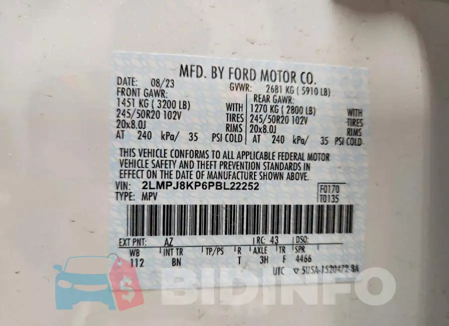 2LMPJ8KP6PBL22252 Photo# 14