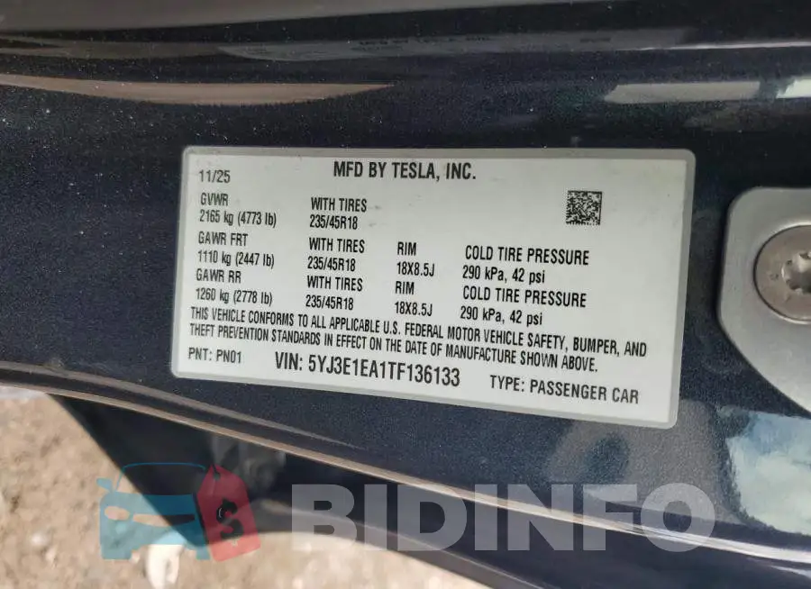 5YJ3E1EA1TF136133 Photo# 13