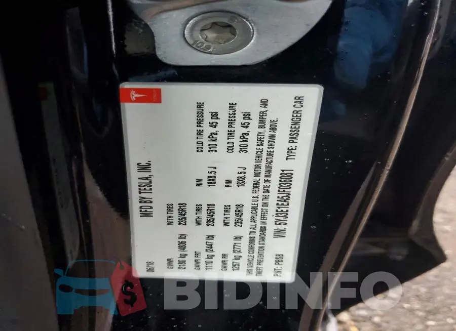 5YJ3E1EA5JF036081 Photo# 12