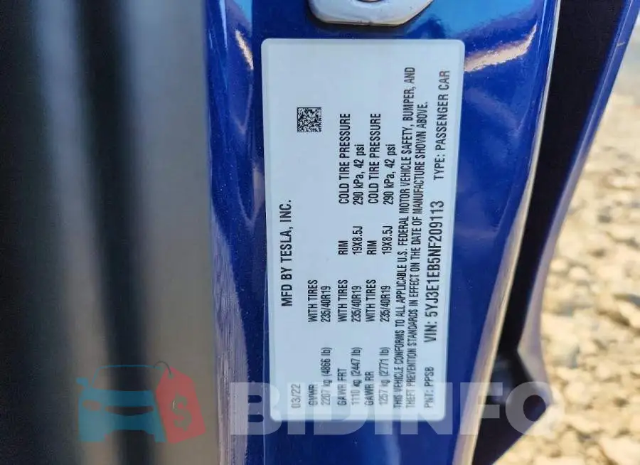 5YJ3E1EB5NF209113 Photo# 12