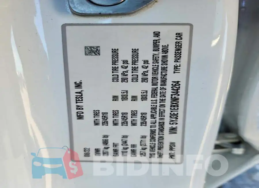 5YJ3E1EBXNF344264 Photo# 13