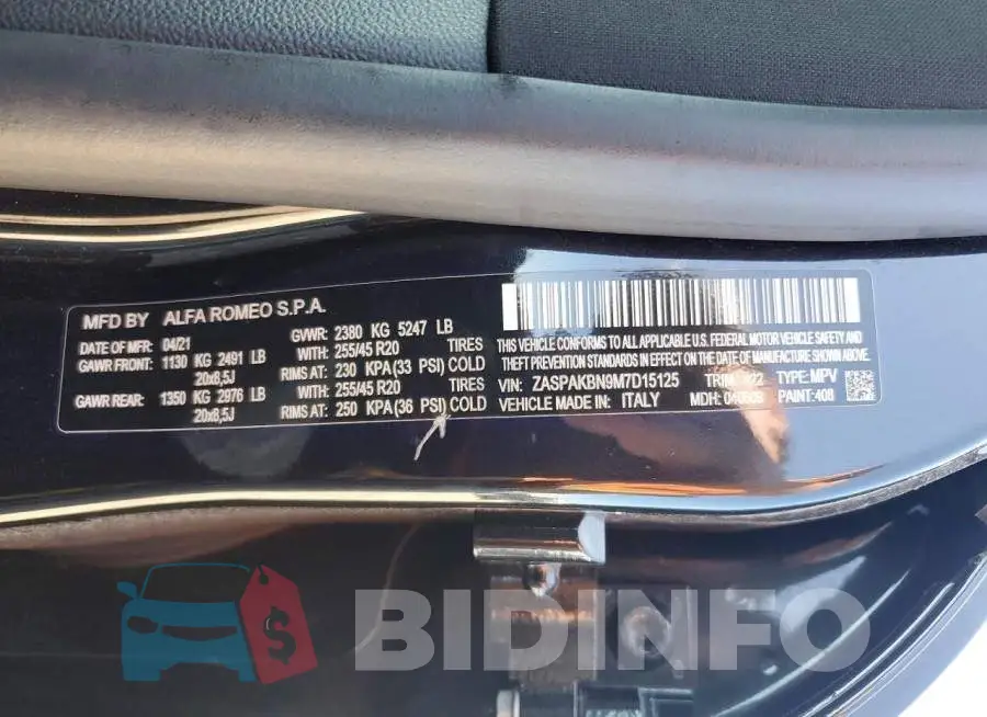ZASPAKBN9M7D15125 Photo# 13
