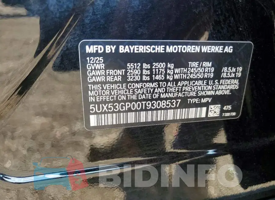 5UX53GP00T9308537 Photo# 13
