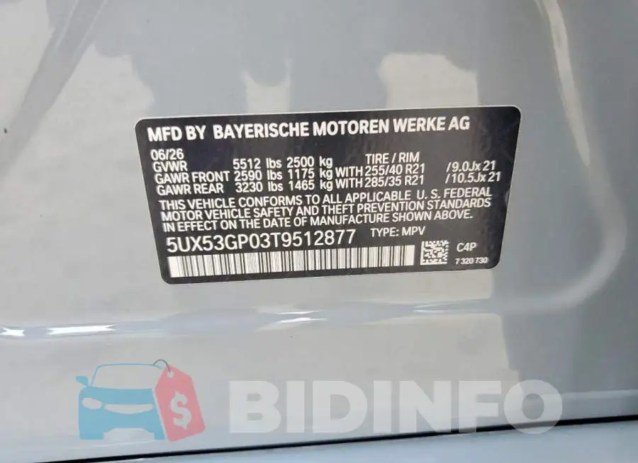 5UX53GP03T9512877 Photo# 13