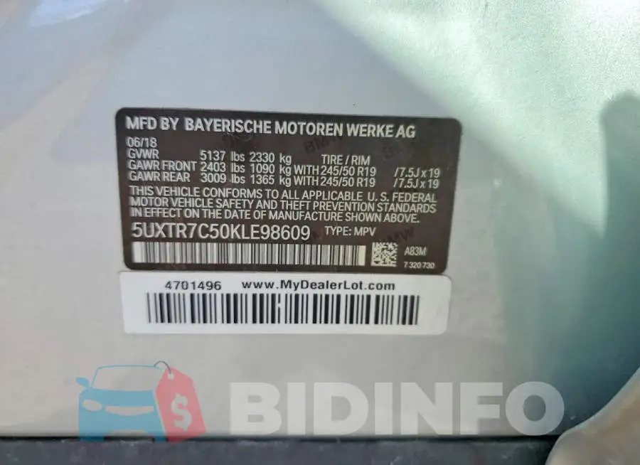 5UXTR7C50KLE98609 Photo# 13