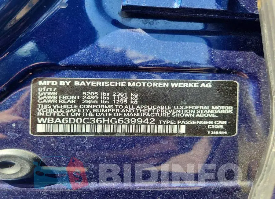 WBA6D0C36HG639942 Photo# 13