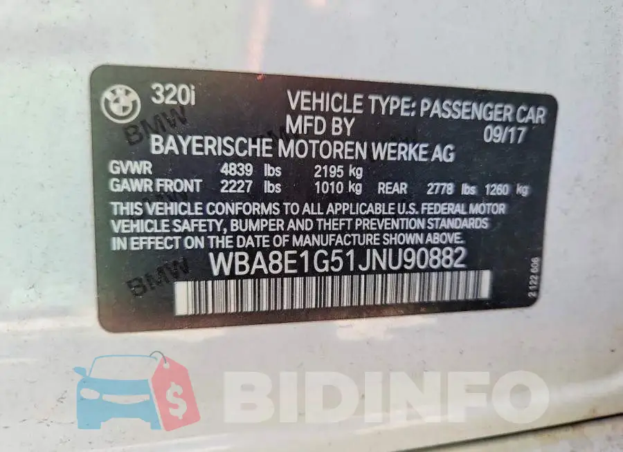 WBA8E1G51JNU90882 Photo# 12