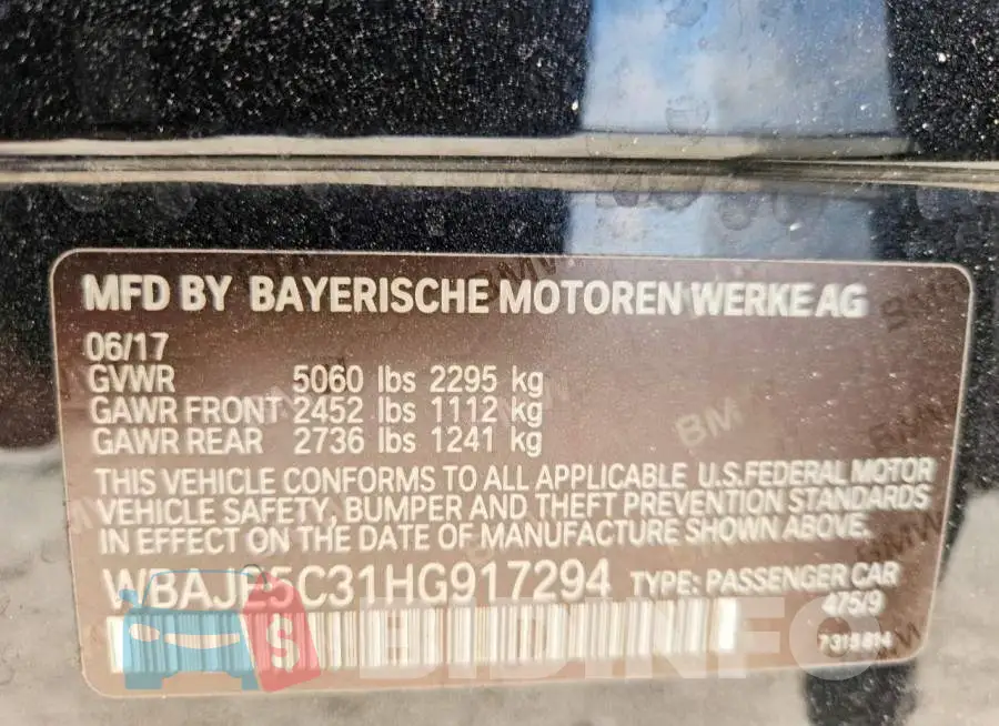 WBAJE5C31HG917294 Photo# 12