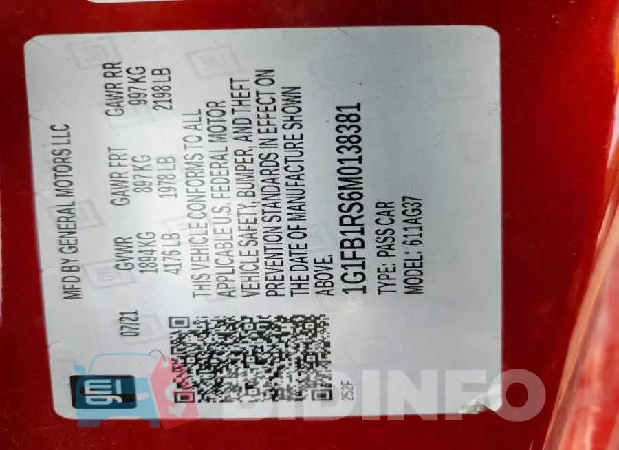 1G1FB1RS6M0138381 Photo# 12