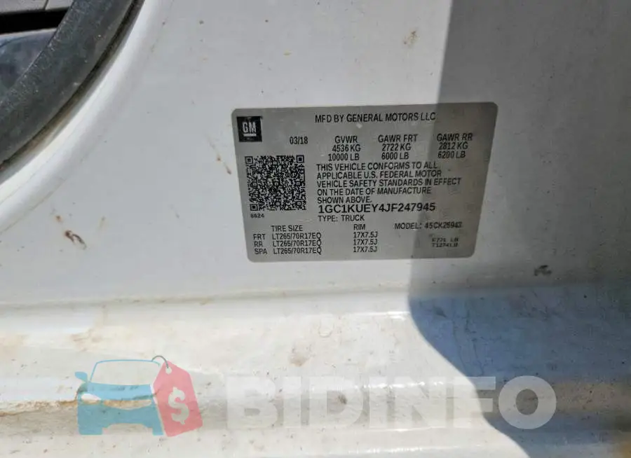 1GC1KUEY4JF247945 Photo# 12