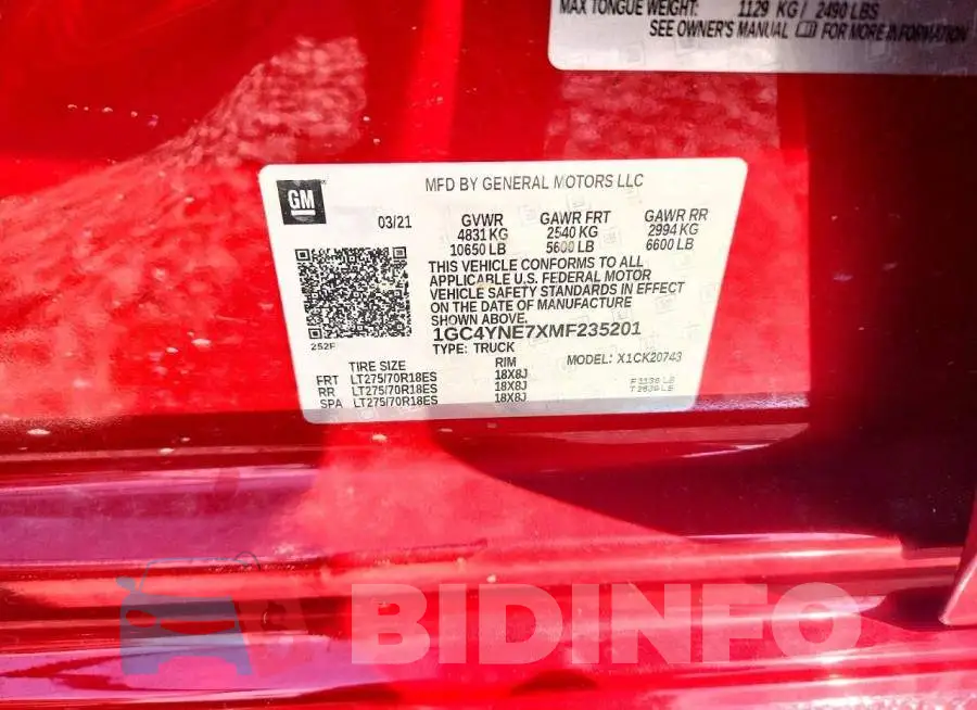 1GC4YNE7XMF235201 Photo# 12