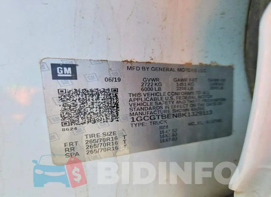1GCGTBEN8K1329113 Photo# 12
