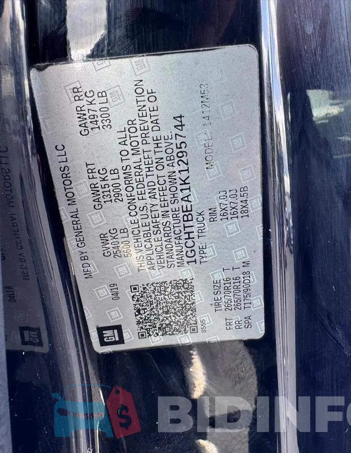 1GCHTBEA1K1295744 Photo# 12