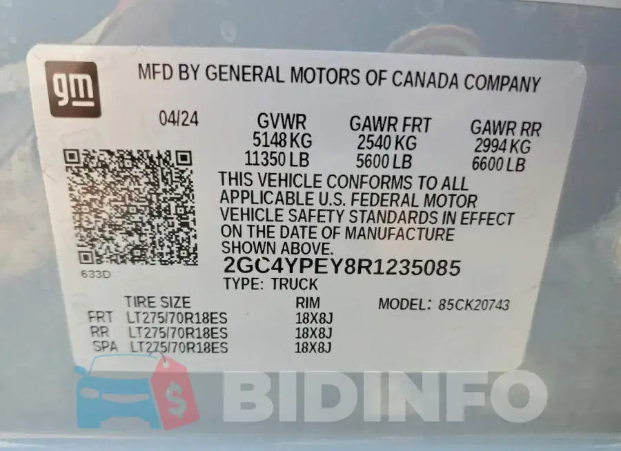 2GC4YPEY8R1235085 Photo# 12