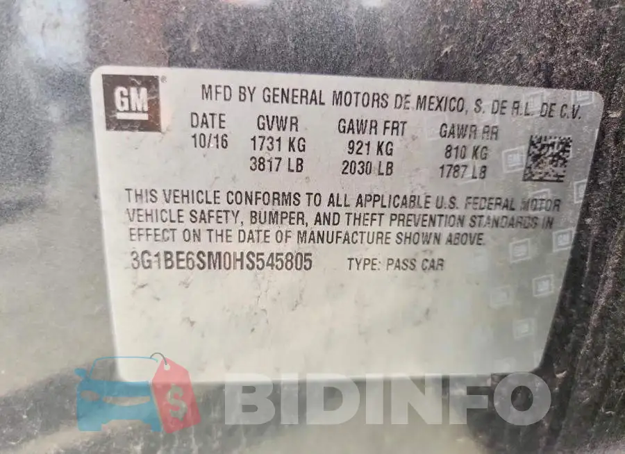 3G1BE6SM0HS545805 Photo# 12