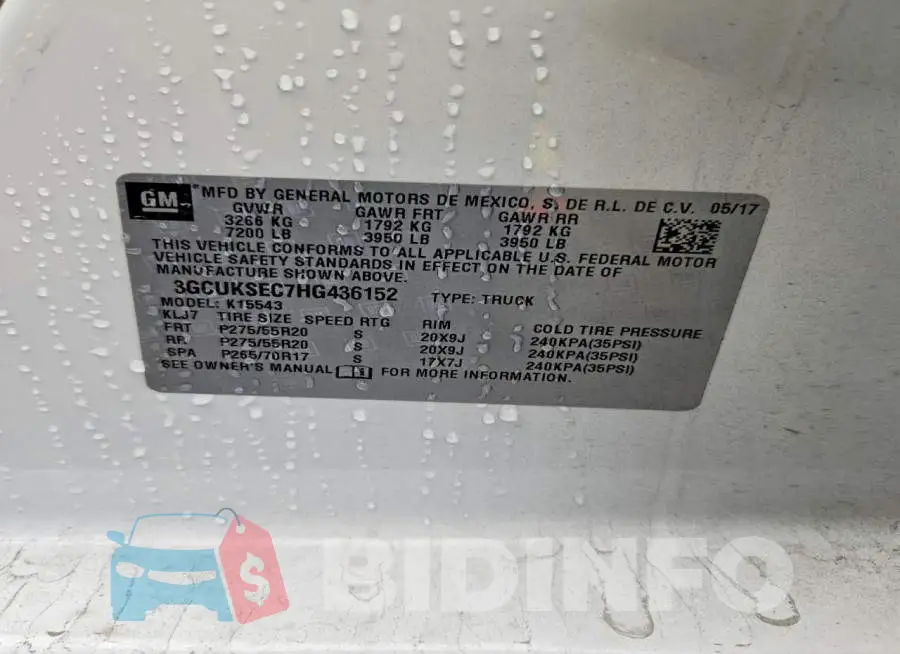 3GCUKSEC7HG436152 Photo# 12