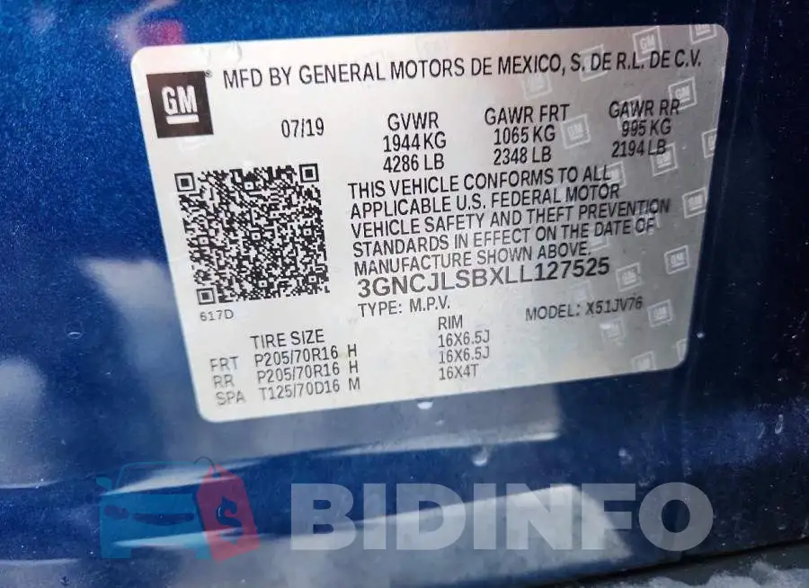 3GNCJLSBXLL127525 Photo# 13