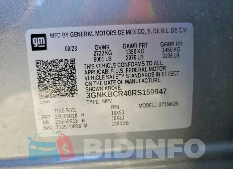 3GNKBCR40RS159947 Photo# 14