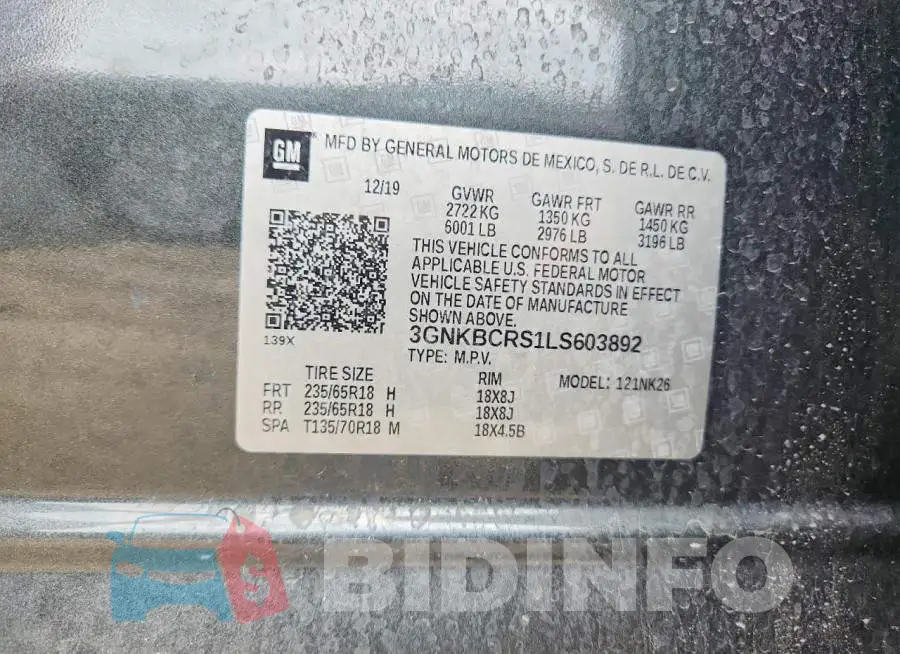 3GNKBCRS1LS603892 Photo# 12
