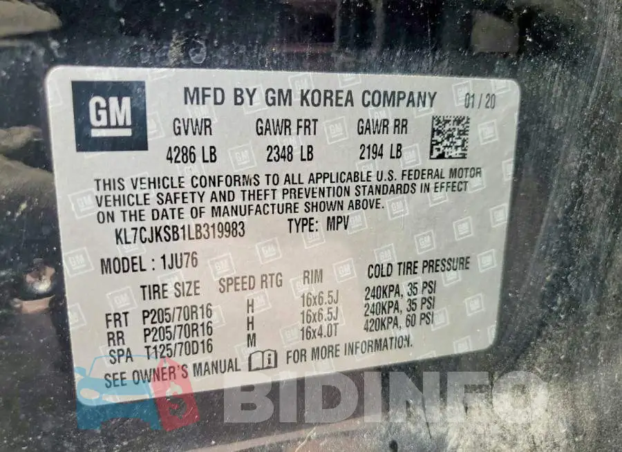 KL7CJKSB1LB319983 Photo# 14