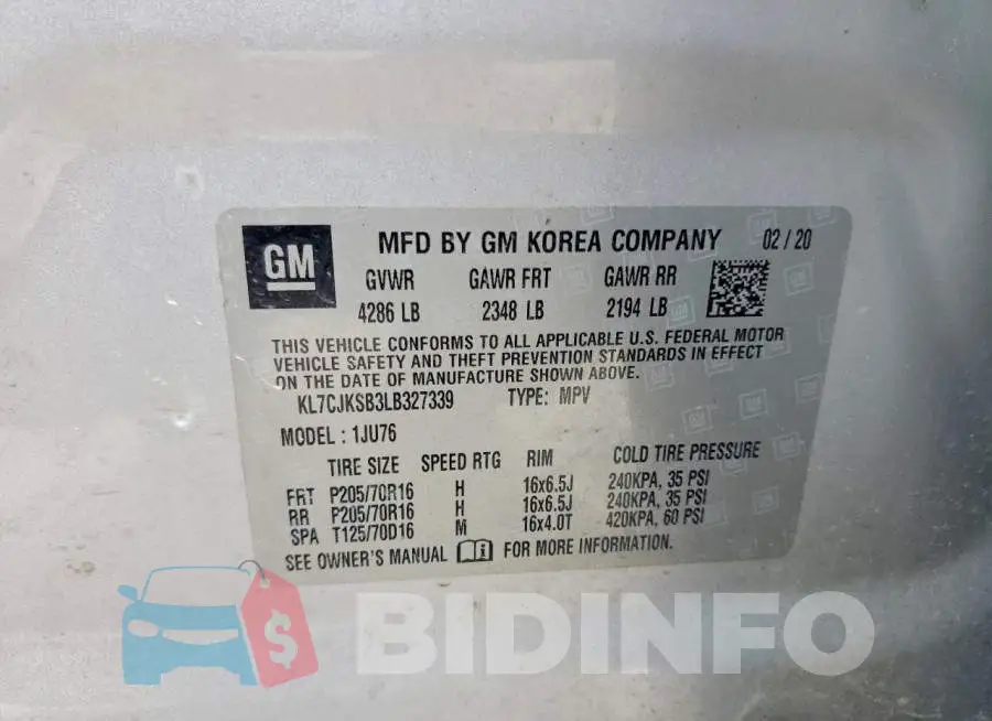 KL7CJKSB3LB327339 Photo# 13